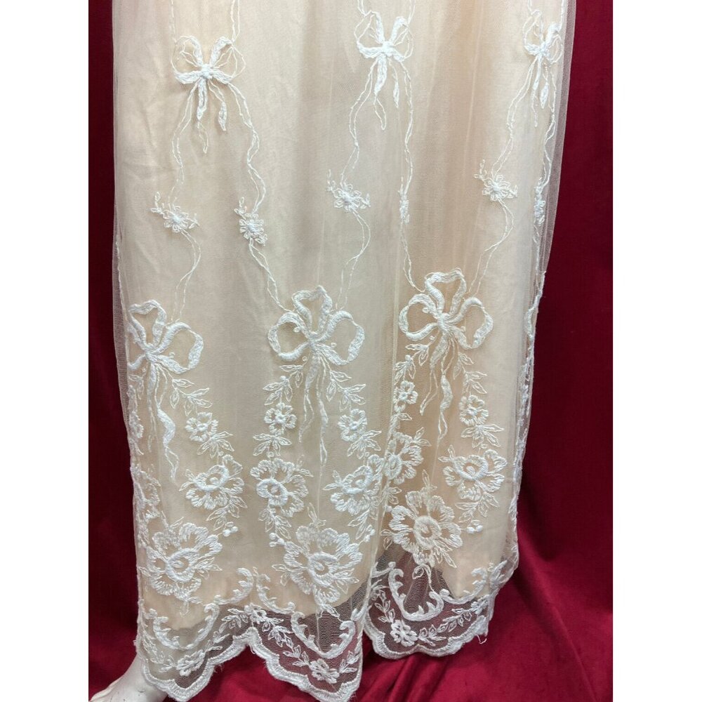 LOVELY 1970s Tambour Lace Wedding Tea Dress Tiered Skirt Edwardian Style 70s - Picture 10 of 12